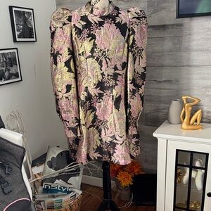 Floral Women's Jacket - Pink and Gold